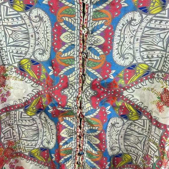 Johnny Was Blush Button Down Silk Blouse Top Tunic size XS - Picture 5 of 12